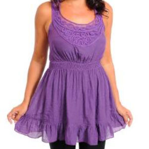 PURPLE SMOCK WAIST RACER BACK BLOUSE JUNIOR PLUS